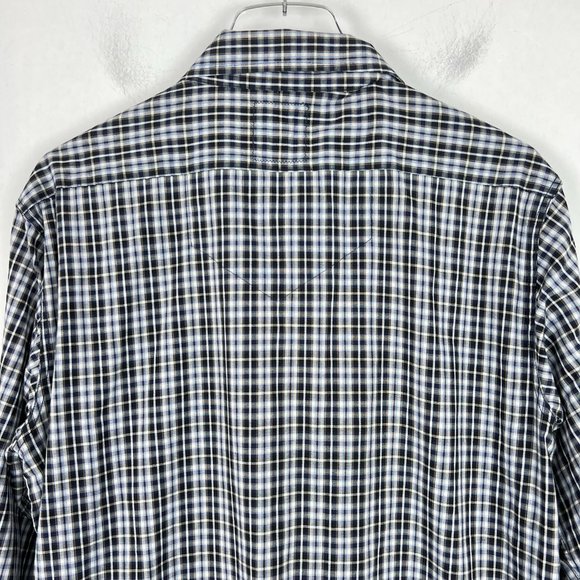 Billy Reid Plaid Button Front Shirt Chest Pockets Size Medium Fit 2 GUC A1514 - Picture 10 of 12
